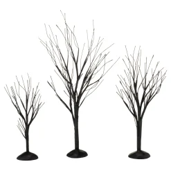 Department 56 Halloween Village Accessories|Black Bare Branch Trees, St/3