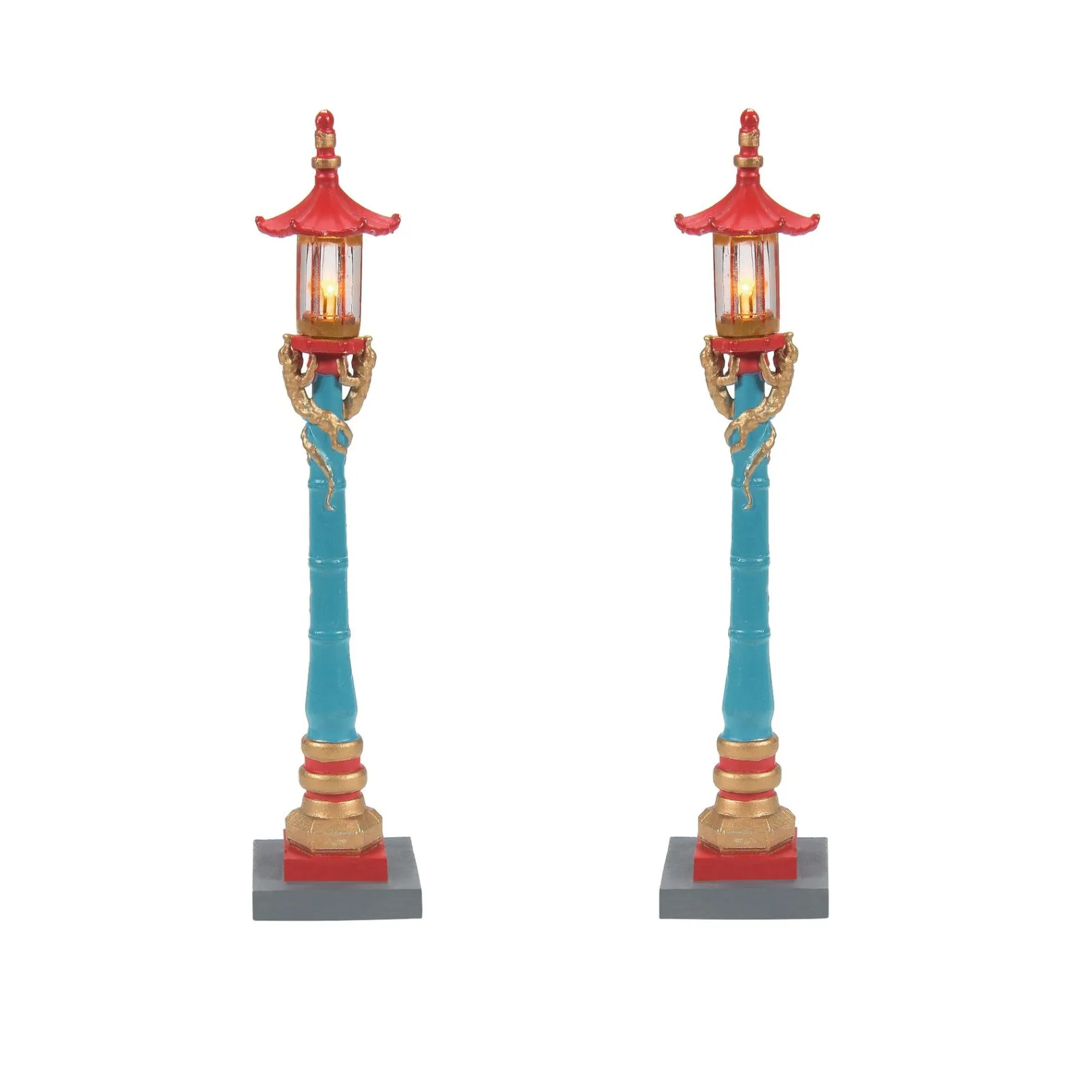Department 56 Christmas In The City Series|Chinatown Post Lamps S/2