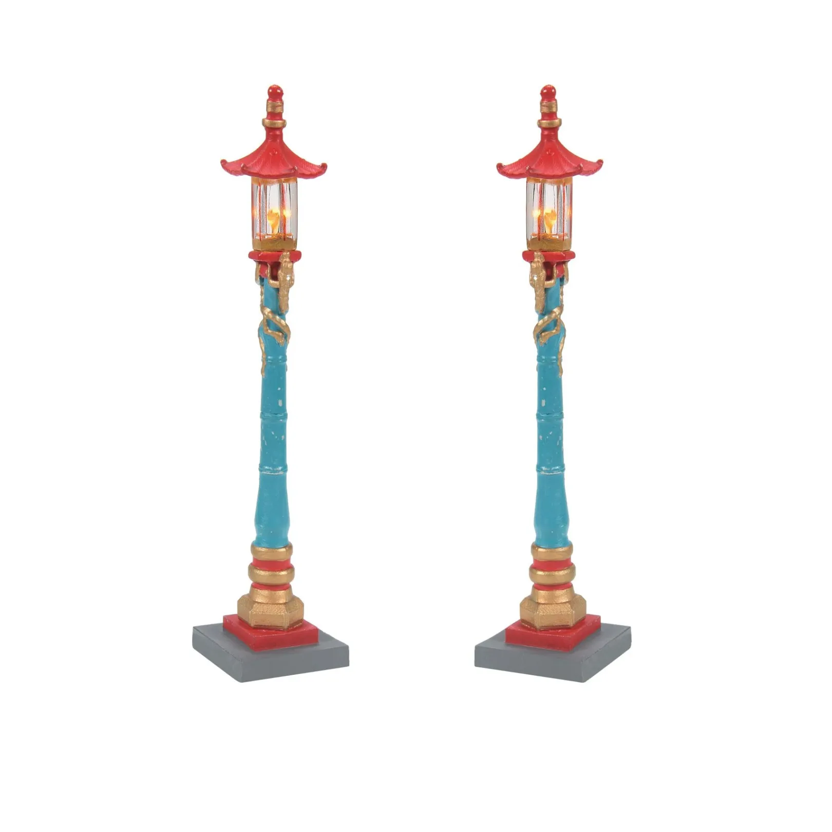Department 56 Christmas In The City Series|Chinatown Post Lamps S/2