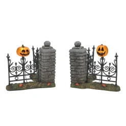 Department 56 Halloween Village Accessories|Jack Lantern Lit Fence Corners