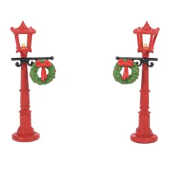 Department 56 Village Accessories|Red With Greens Street Lights
